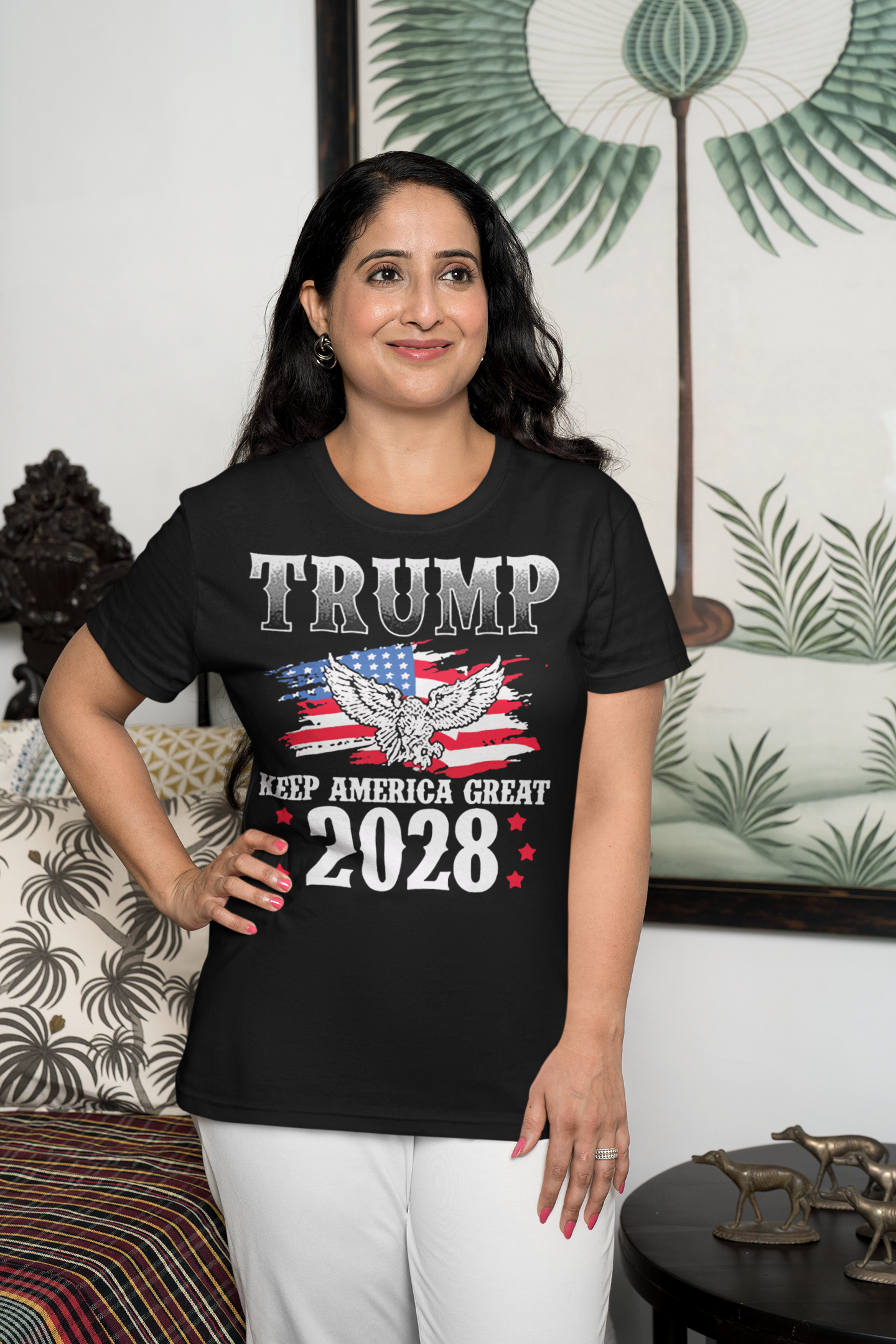 Trump Keep America Great 2028 Eagle On American Flag