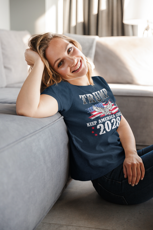 Trump Keep America Great 2028 Eagle On American Flag