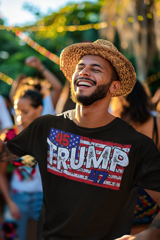 Trump 45 47 On Rustic American Flag