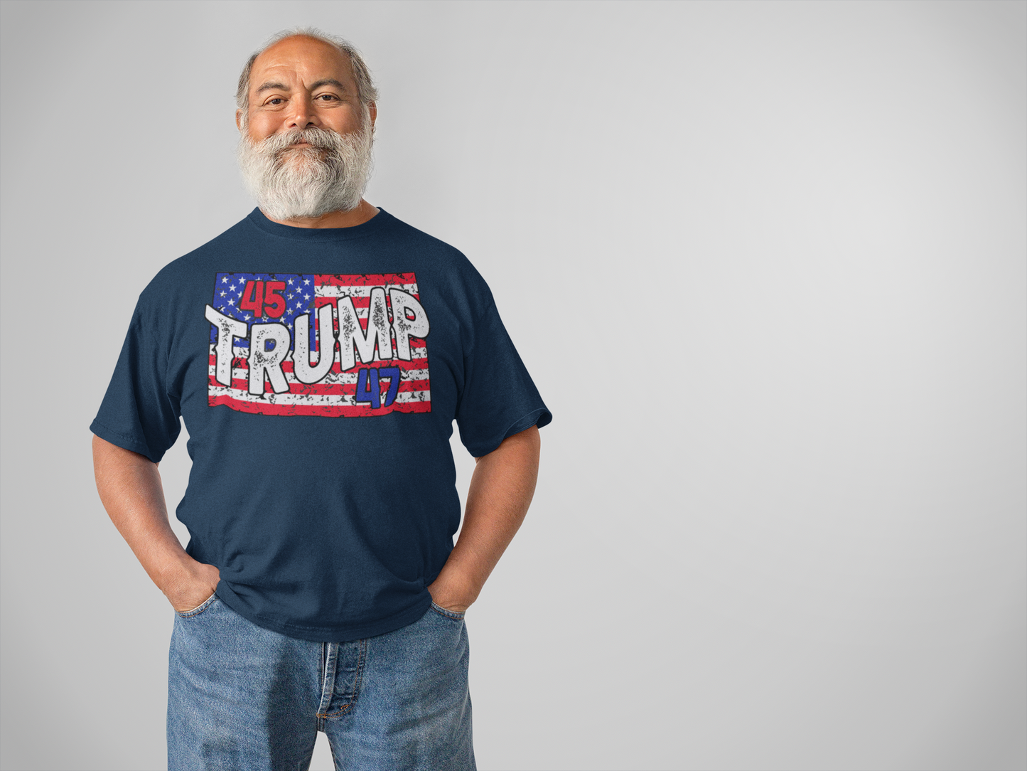 Trump 45 47 On Rustic American Flag