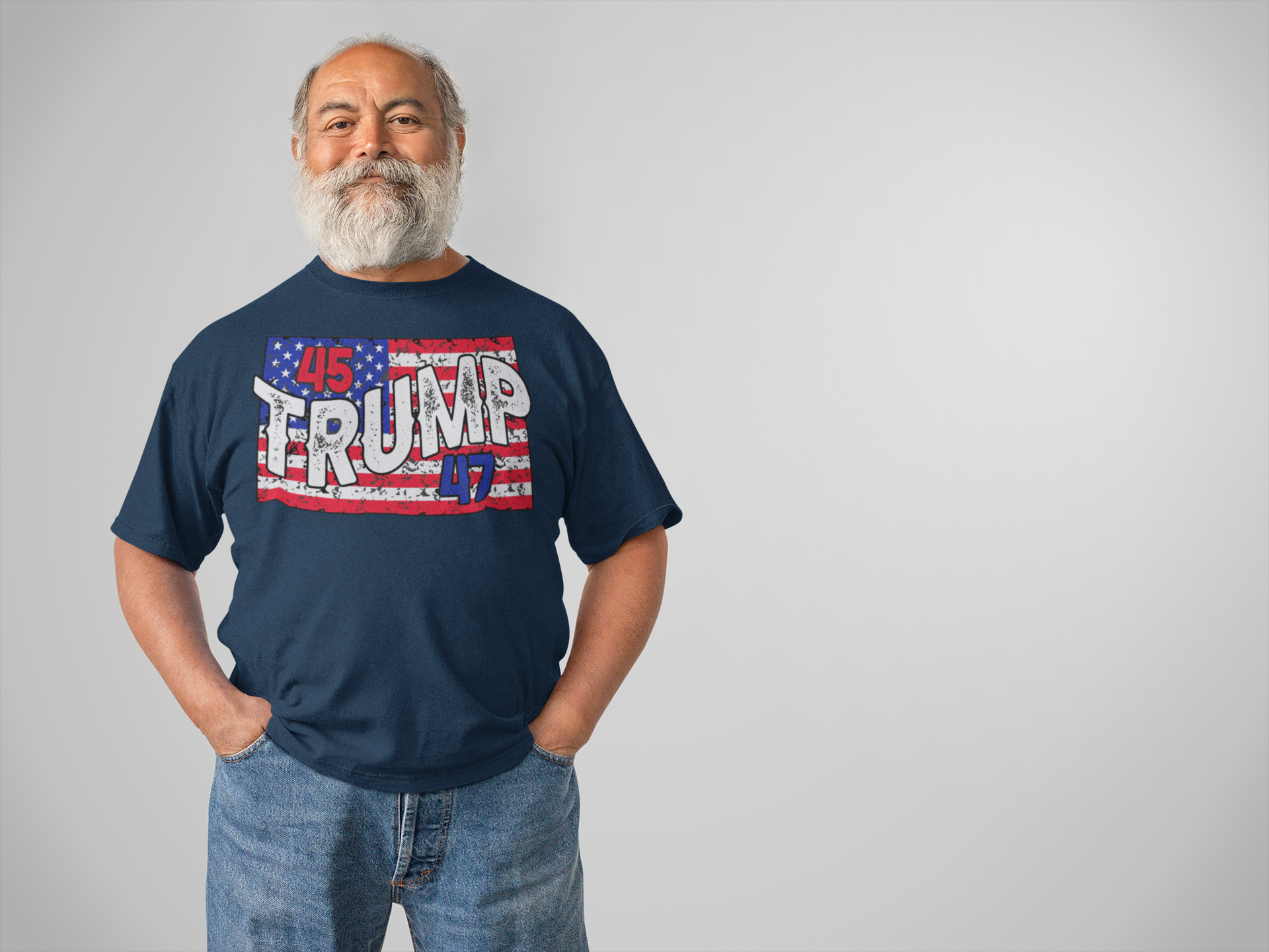 Trump 45 47 On Rustic American Flag