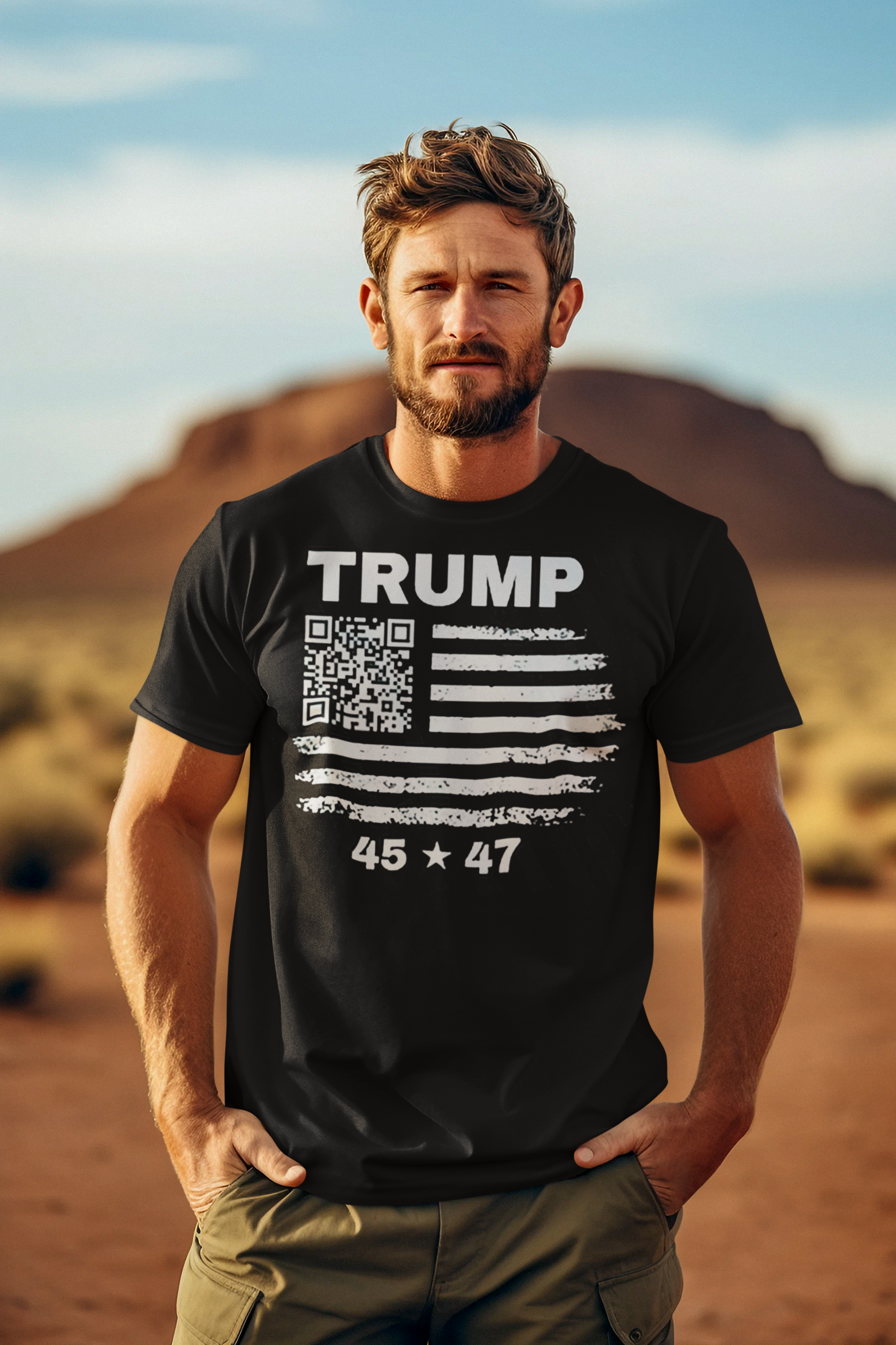 Trump 45 47 On QR Code Flag Scan It