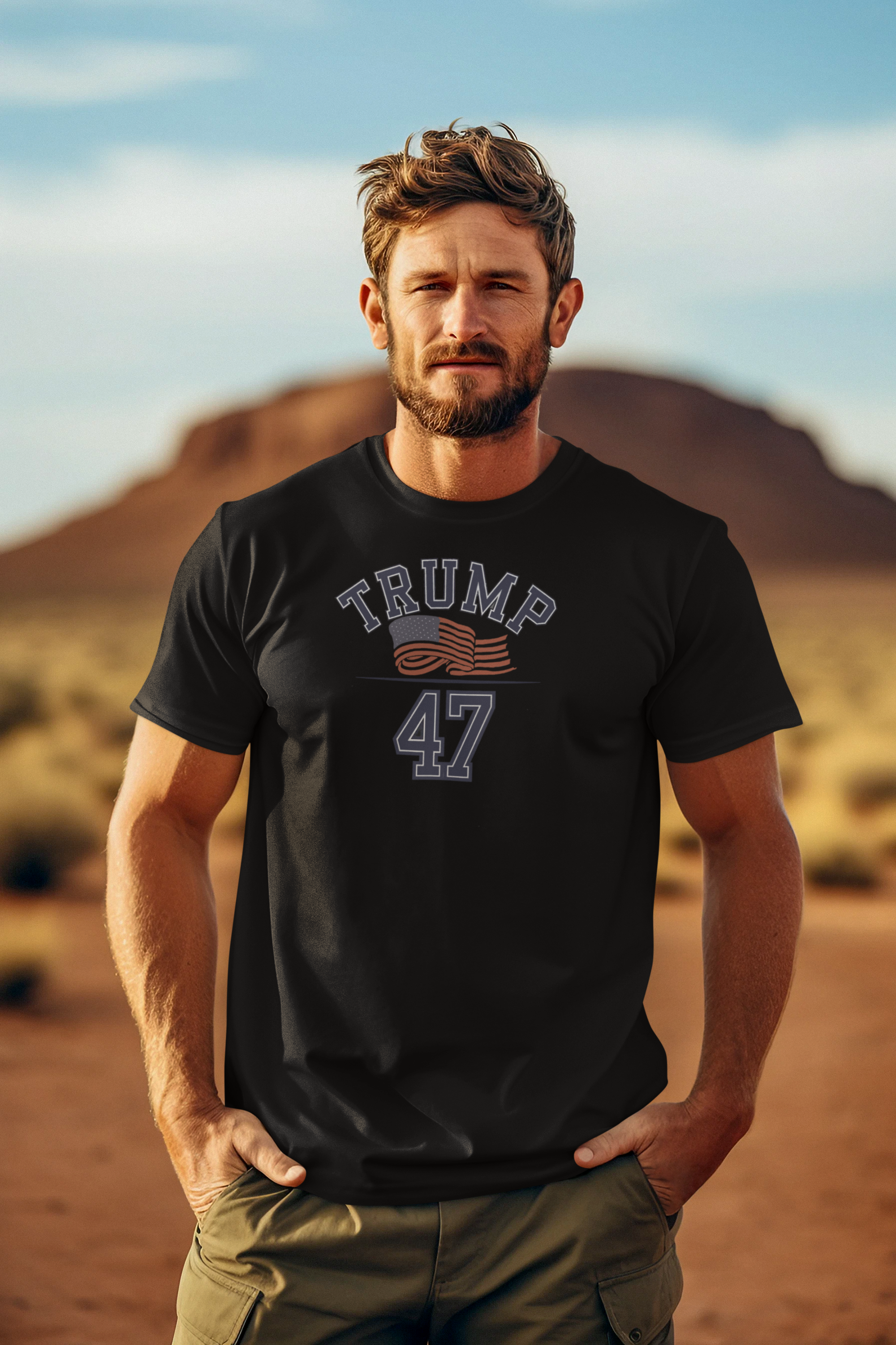 47 American Flag Trump Bold Patriotic Tee Shirt