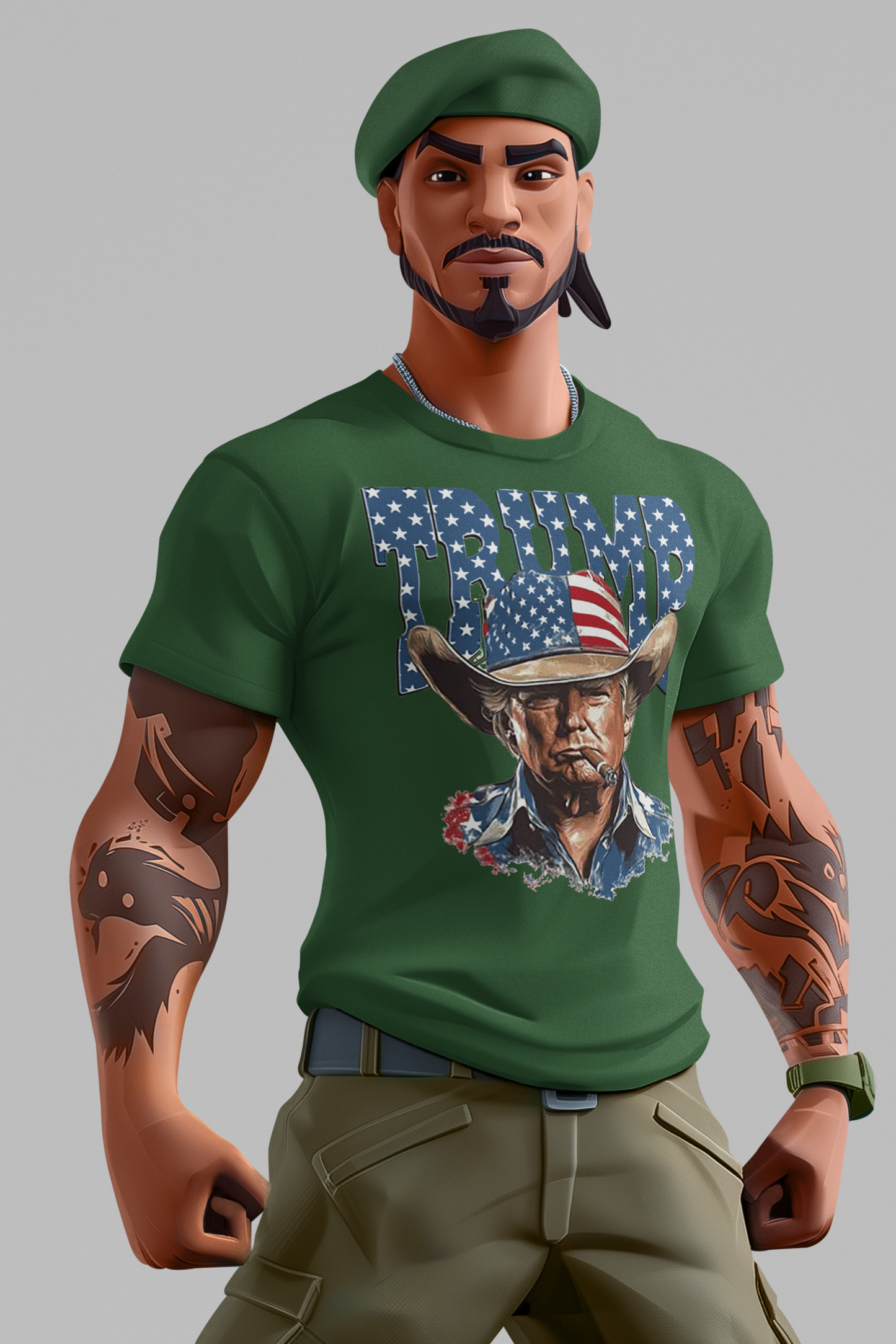 Trump Smoking Cigar With USA Flag