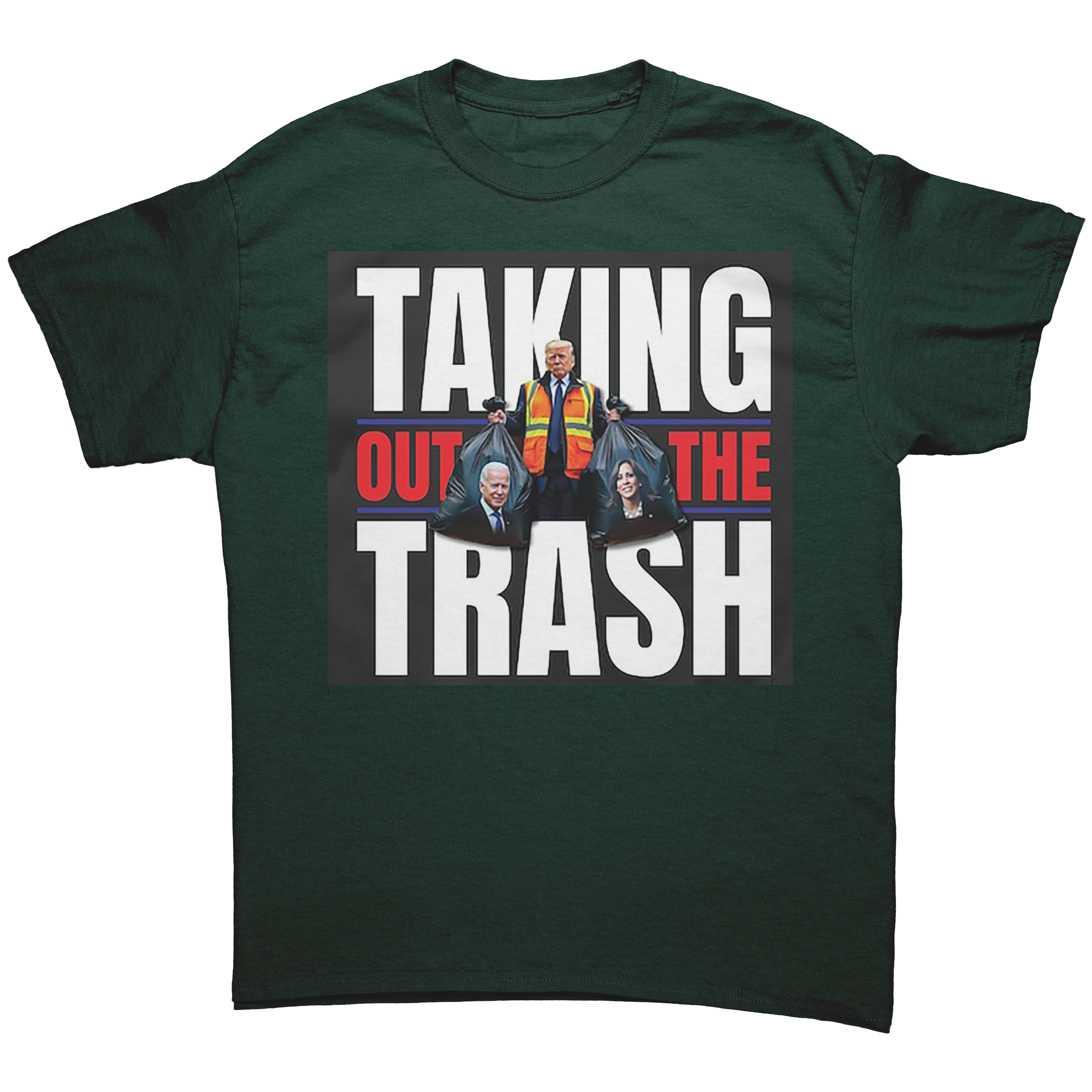 Taking Out The Trash Graphic Art tee featuring bold text and vibrant imagery, ideal for expressing personal values.