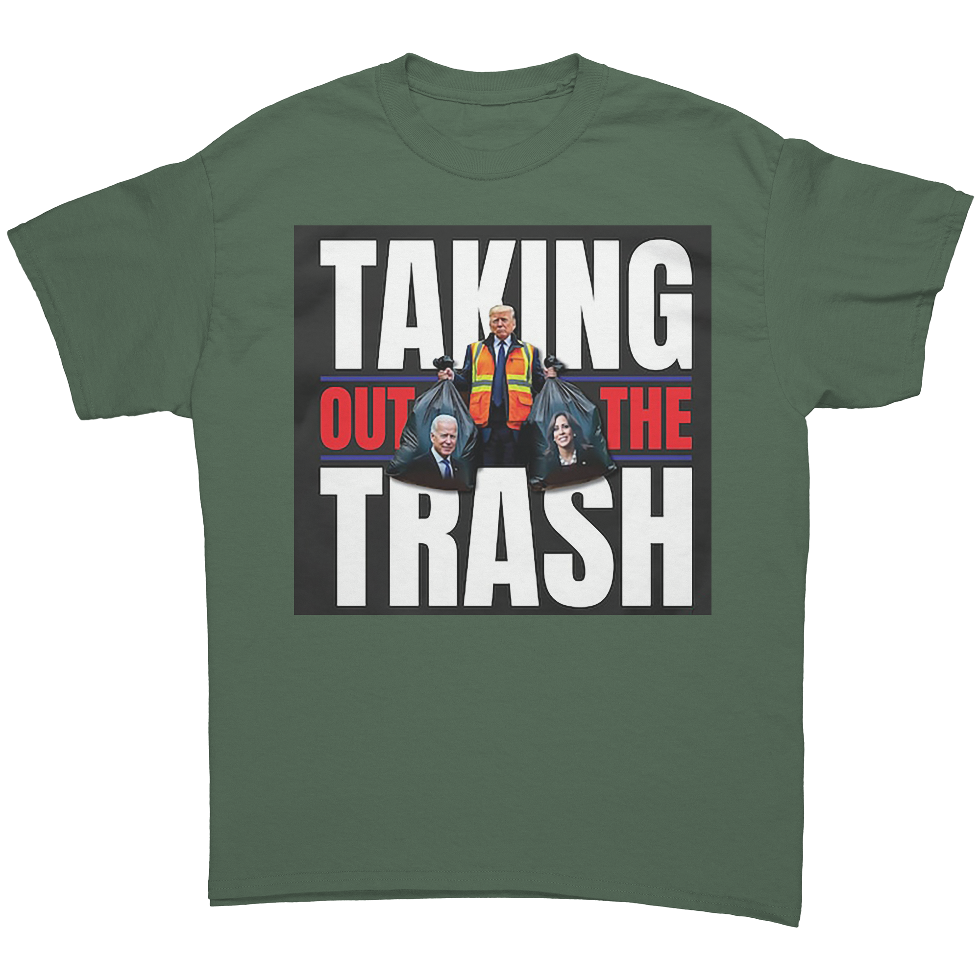Taking Out The Trash Graphic Art t-shirt featuring a bold graphic design with strong messaging.