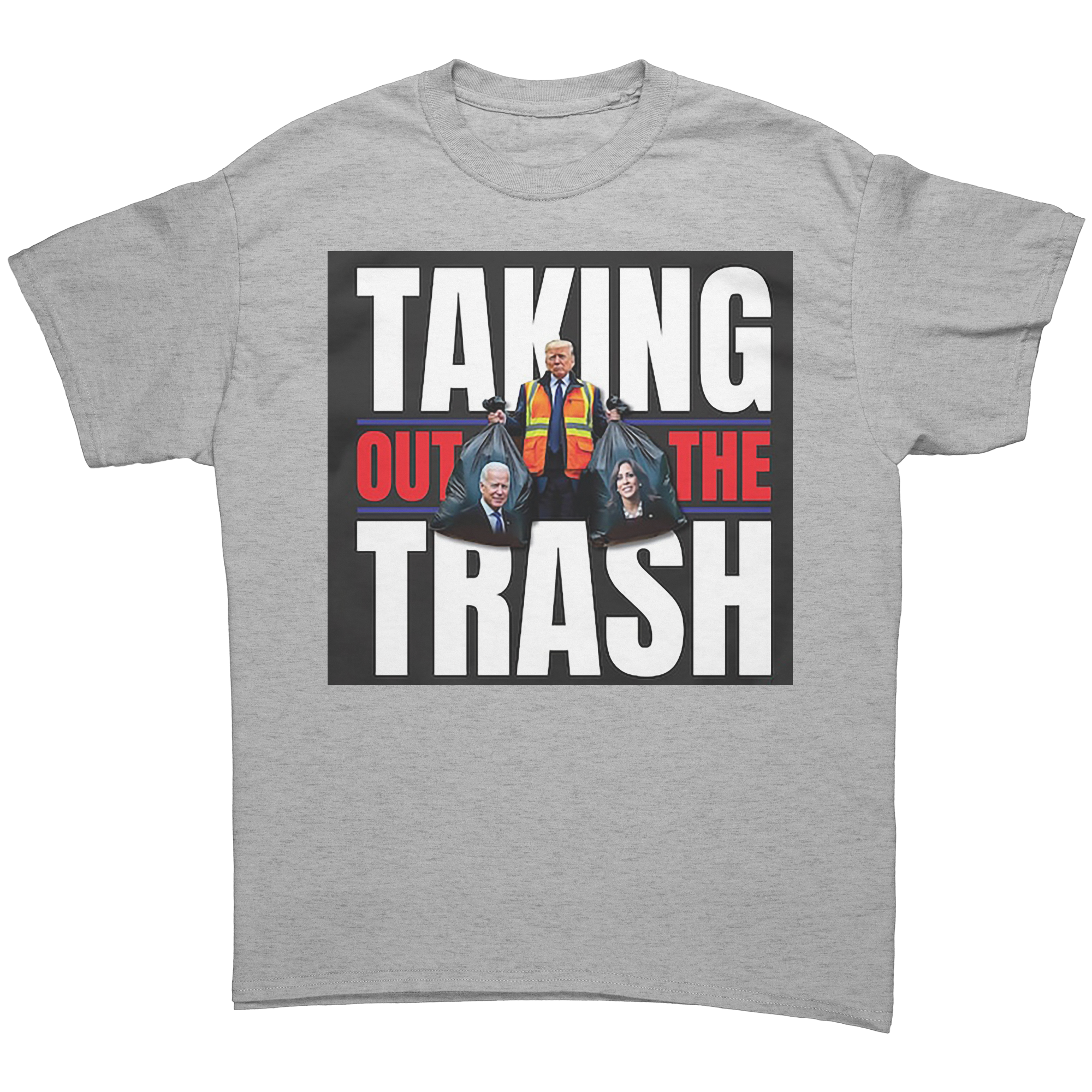 Taking Out The Trash Graphic Art tee featuring a bold statement design on a gray shirt.