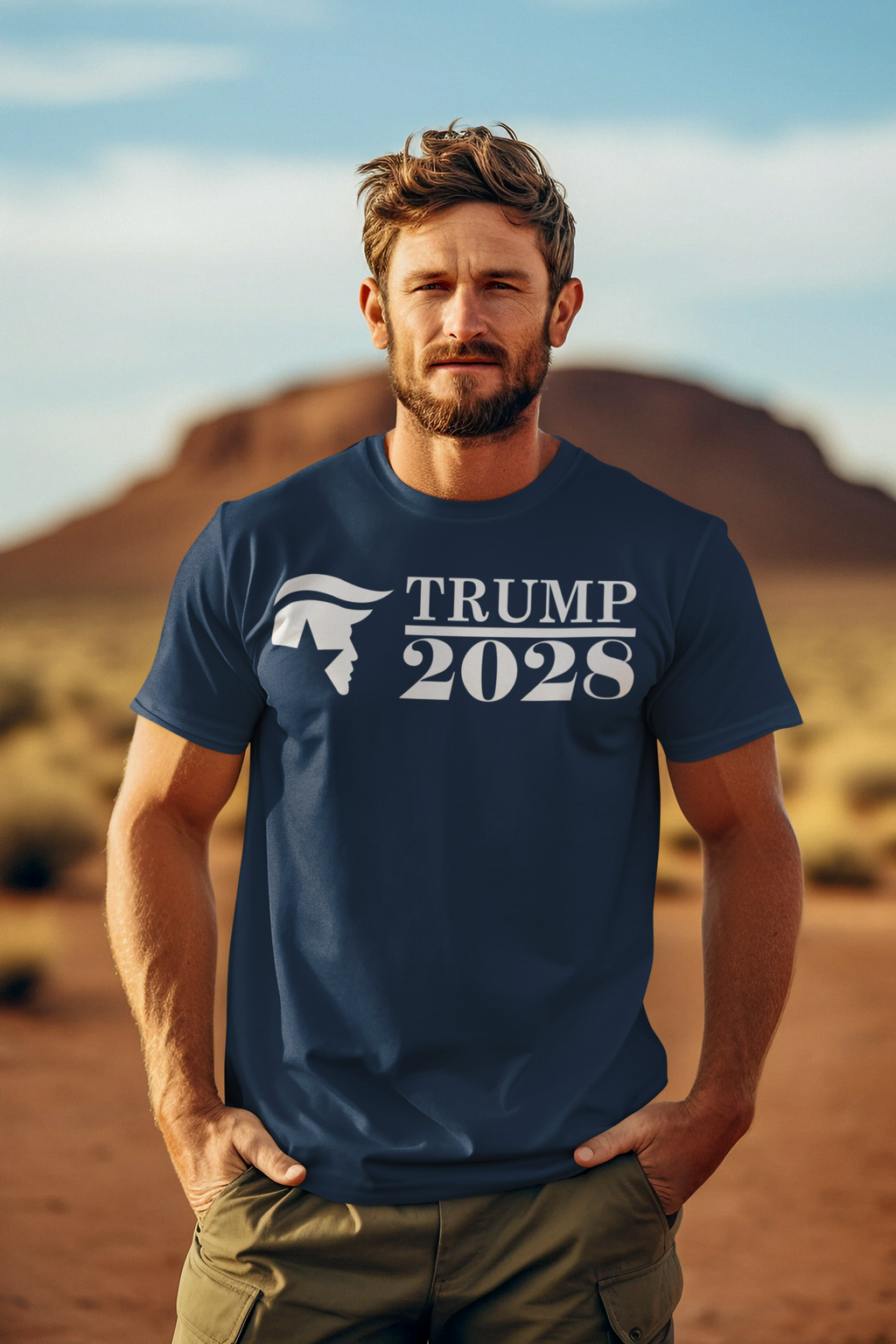 Trump 2028 Star Silhouette Political Shirt Design