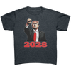 Trump_2028_With_Raised_Fist_Dark_Heather_Mockup.png