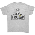 Graphic tee featuring Trump Lovin It Signature Design with McDonald's logo, showcasing patriotism and personal values.