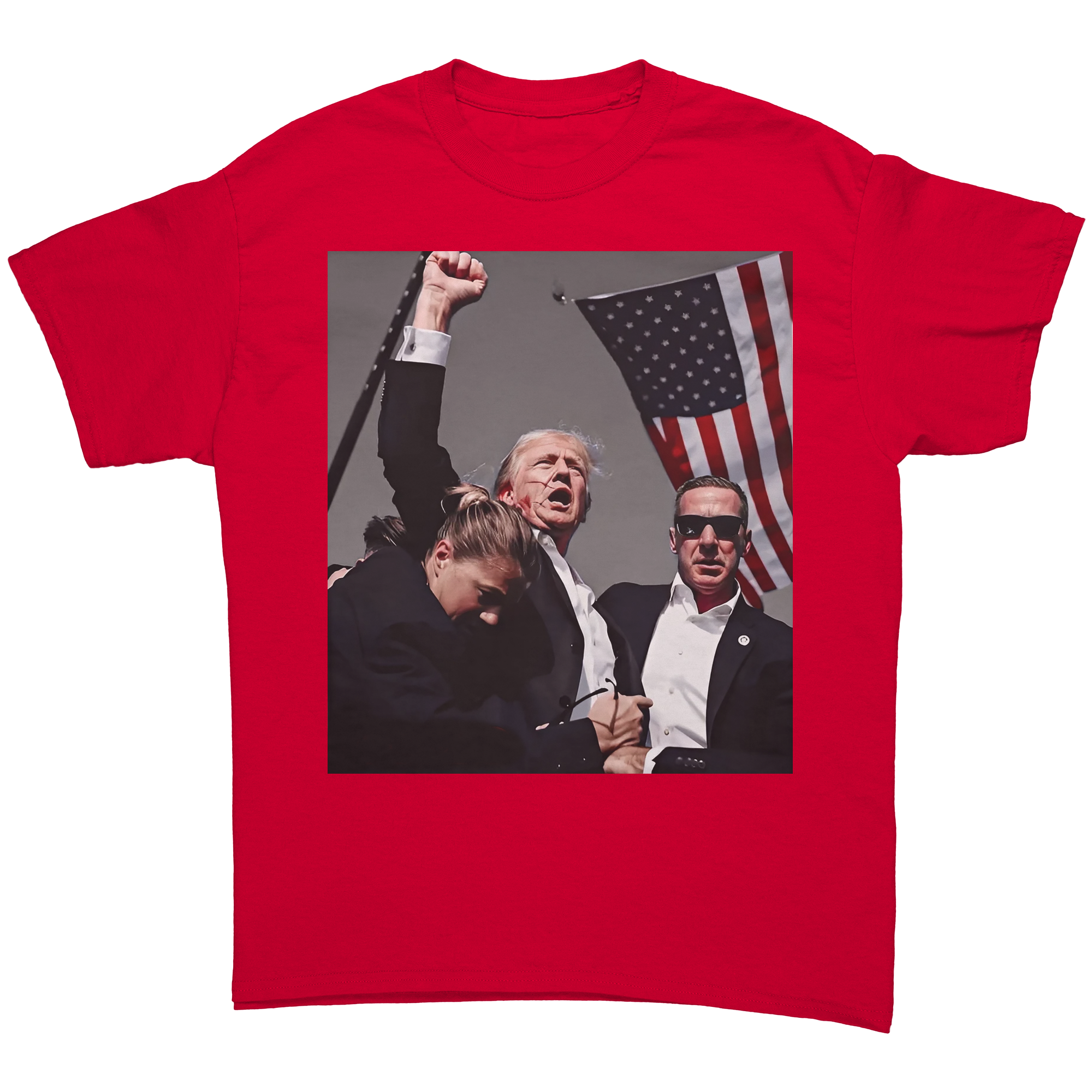 Trump Shot Premium Design Gear - Fitted graphic tee featuring patriotic design and pro-Trump imagery, ideal for conservative women.