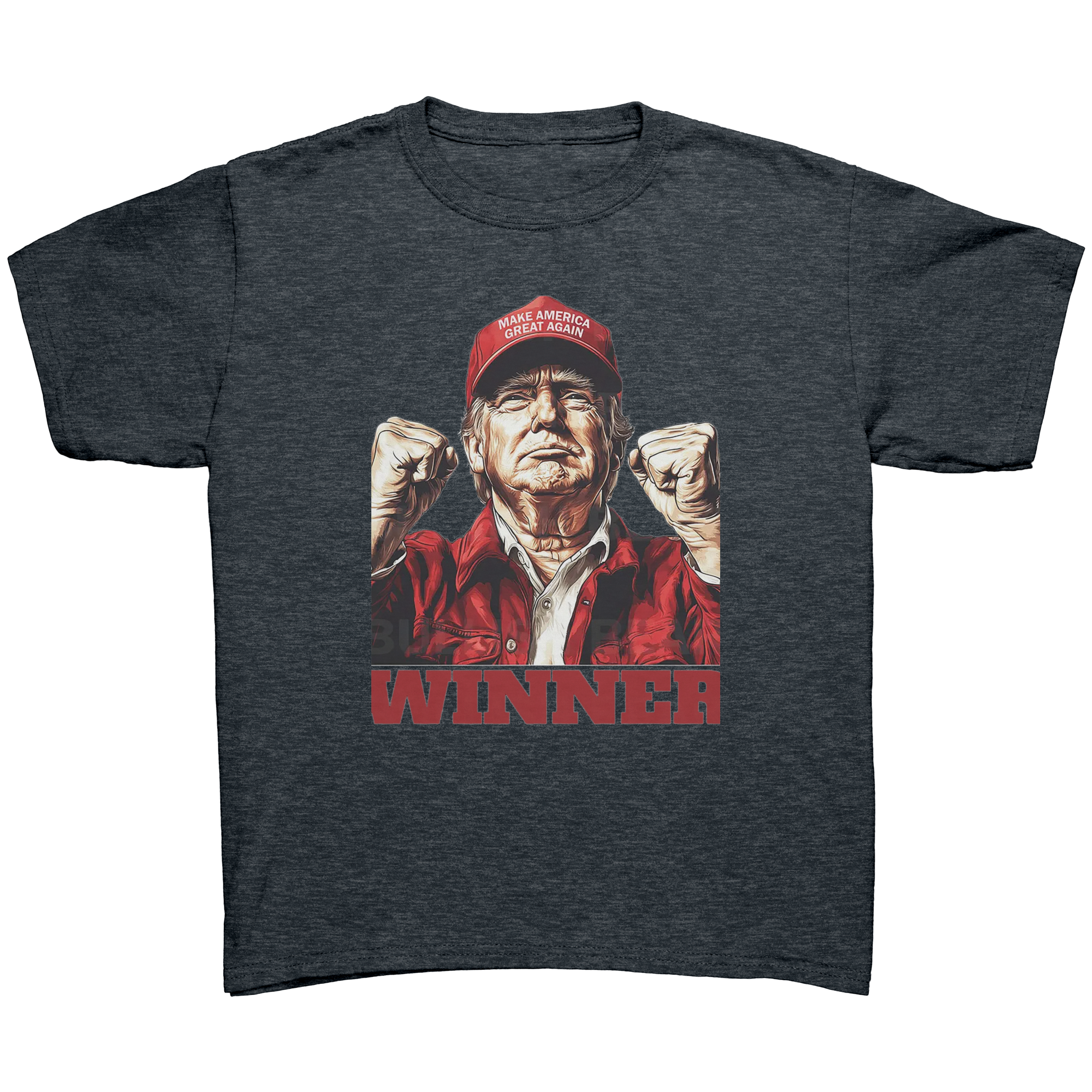 Trump The Winning Choice Apparel featuring a powerful graphic of a winner in a red cap.