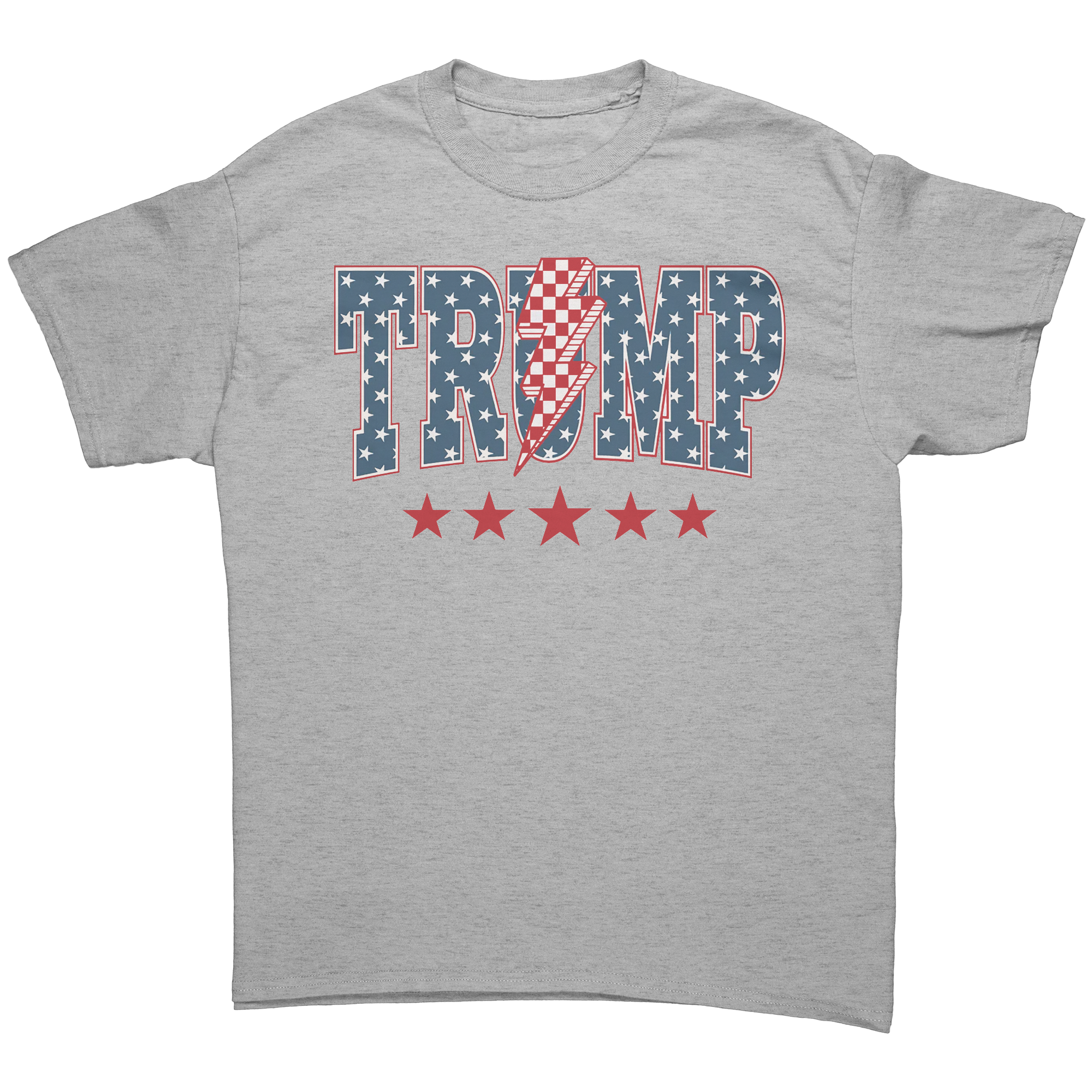 Trump Storm Lightning Style Tee - Fitted graphic tee with stars and stripes design supporting Trump.