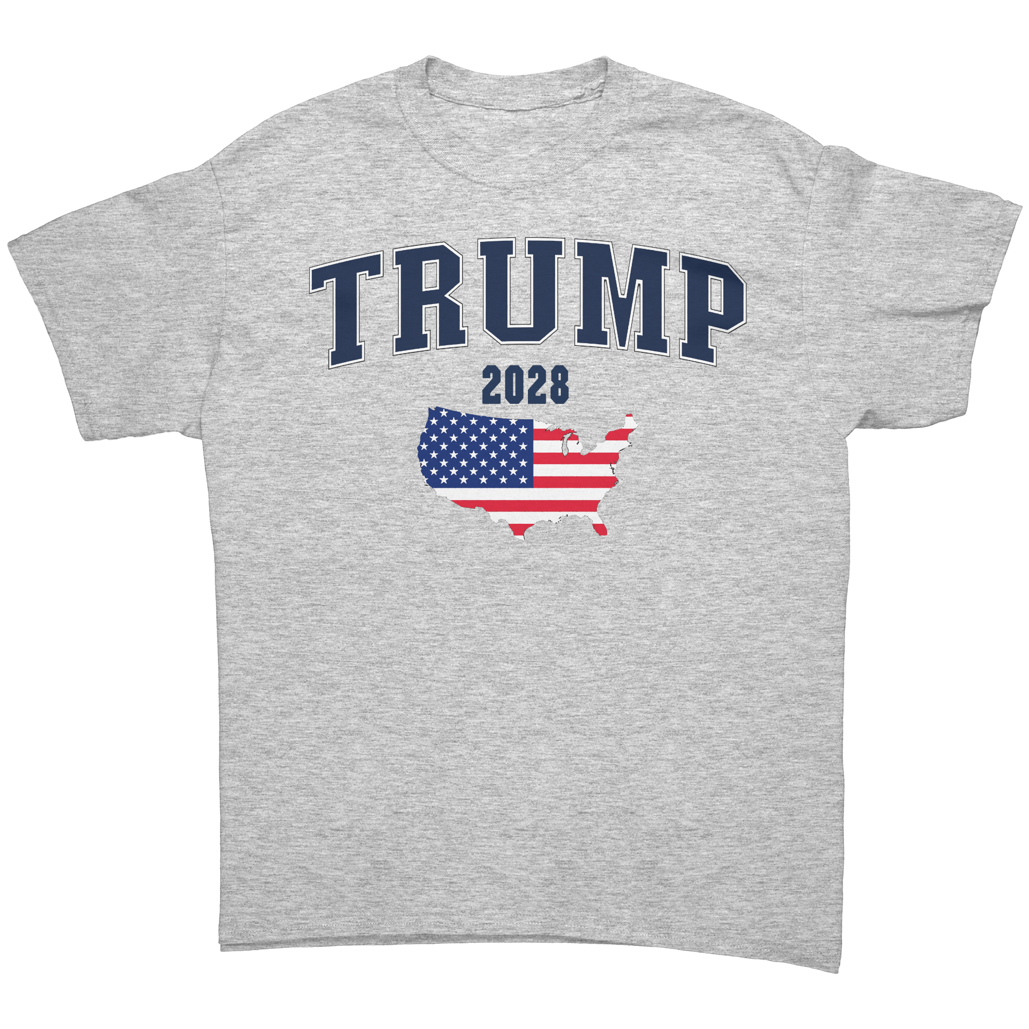 Trump USA Flag Portrait Graphic tee featuring a USA map design and 2028 text.