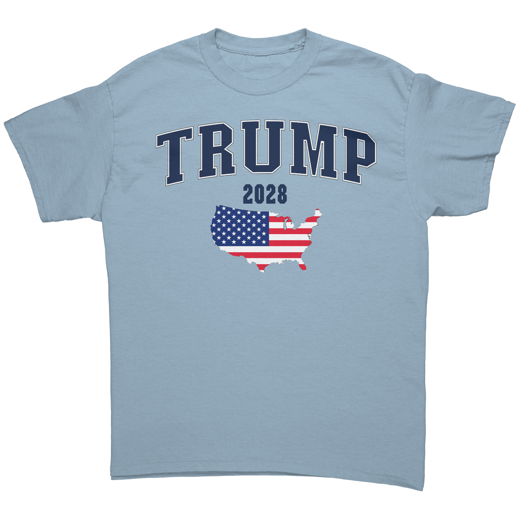 Trump USA Flag Portrait Graphic tee featuring a vintage design with USA map and flag.