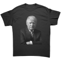 Trump Confident Crossed Arms Art graphic tee featuring a confident image of Donald Trump with crossed arms.