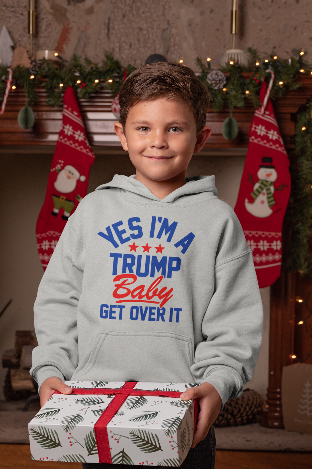 Trump Baby Get Over It Toddler Fleece Pullover Hoodie