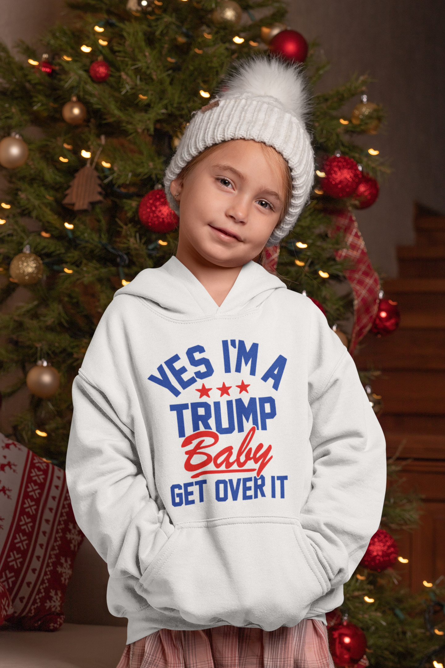 Trump Baby Get Over It Toddler Fleece Pullover Hoodie