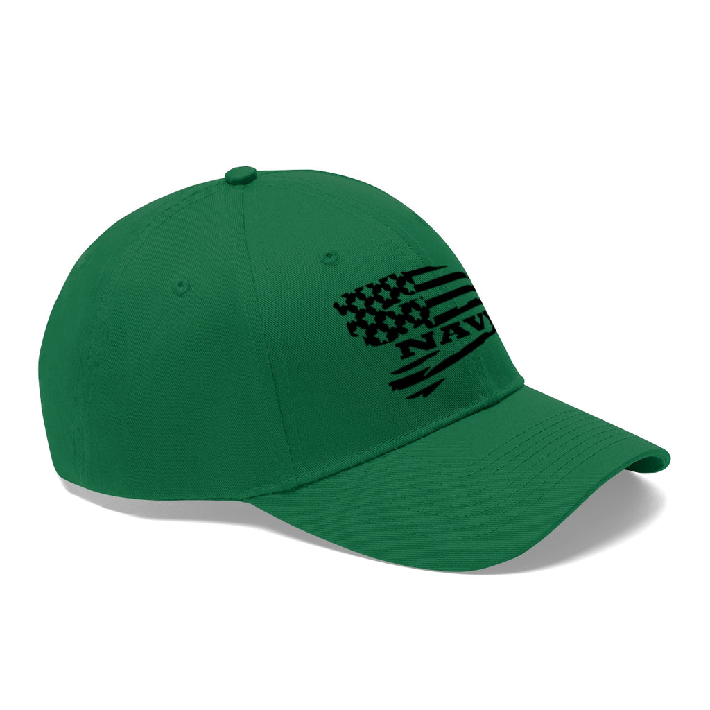 Navy On Distressed American Flag Twill Cap