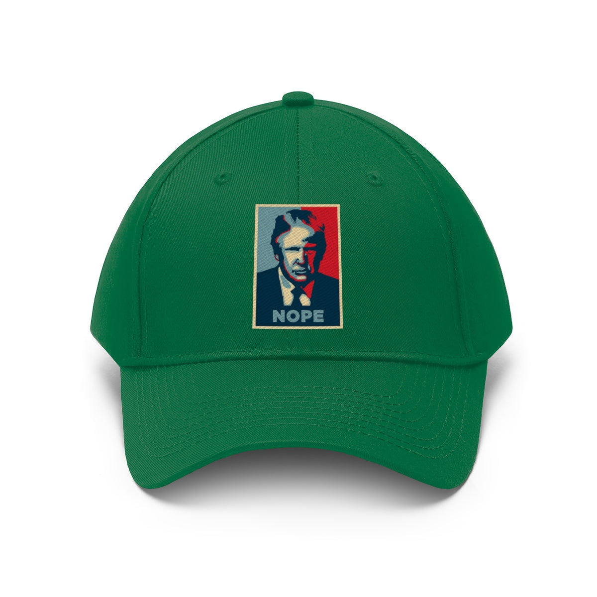 Vintage Nope Baseball Cap Inspired by Trump in green color with retro political design.
