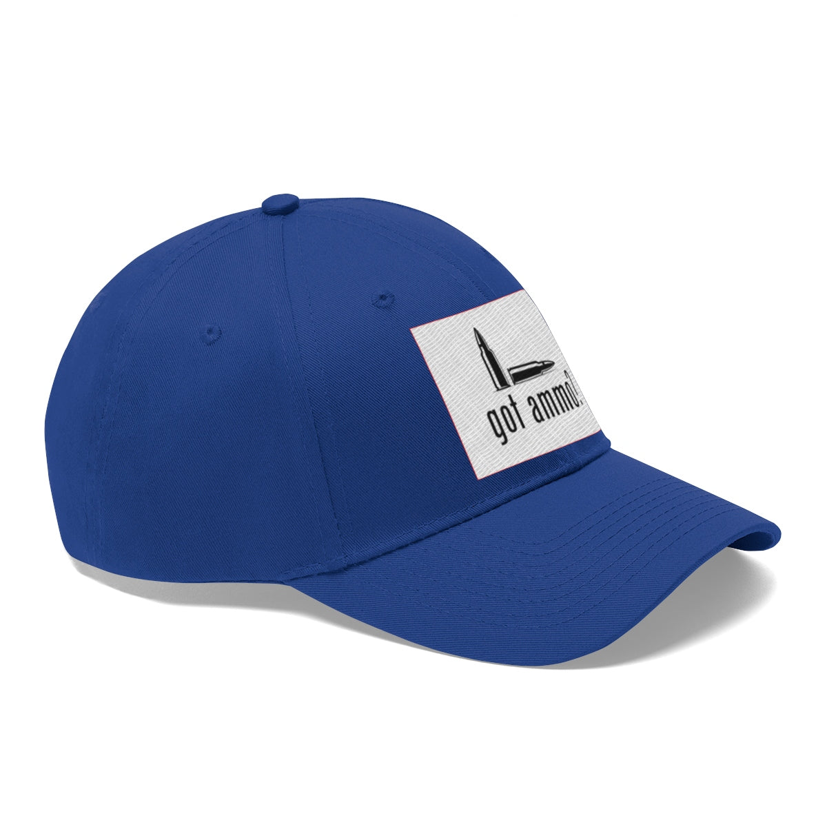 Got Ammo Twill Cap Funny Tactical Style Cap in bold blue with a unique graphic design.