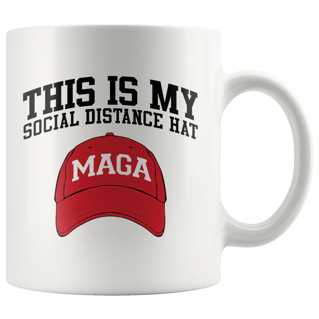 Mug featuring This Is My Social Distance Hat MAGA design with red cap graphic