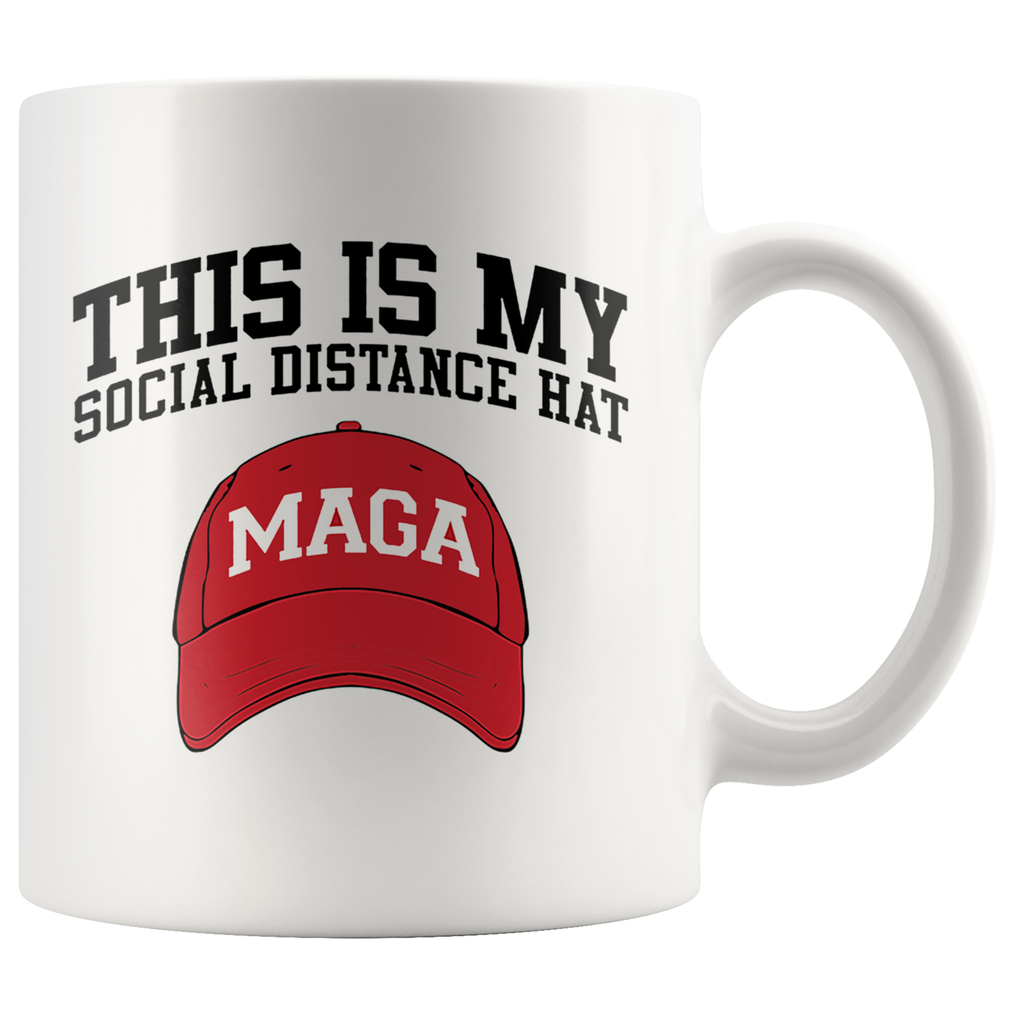 Mug featuring This Is My Social Distance Hat MAGA design with red cap graphic