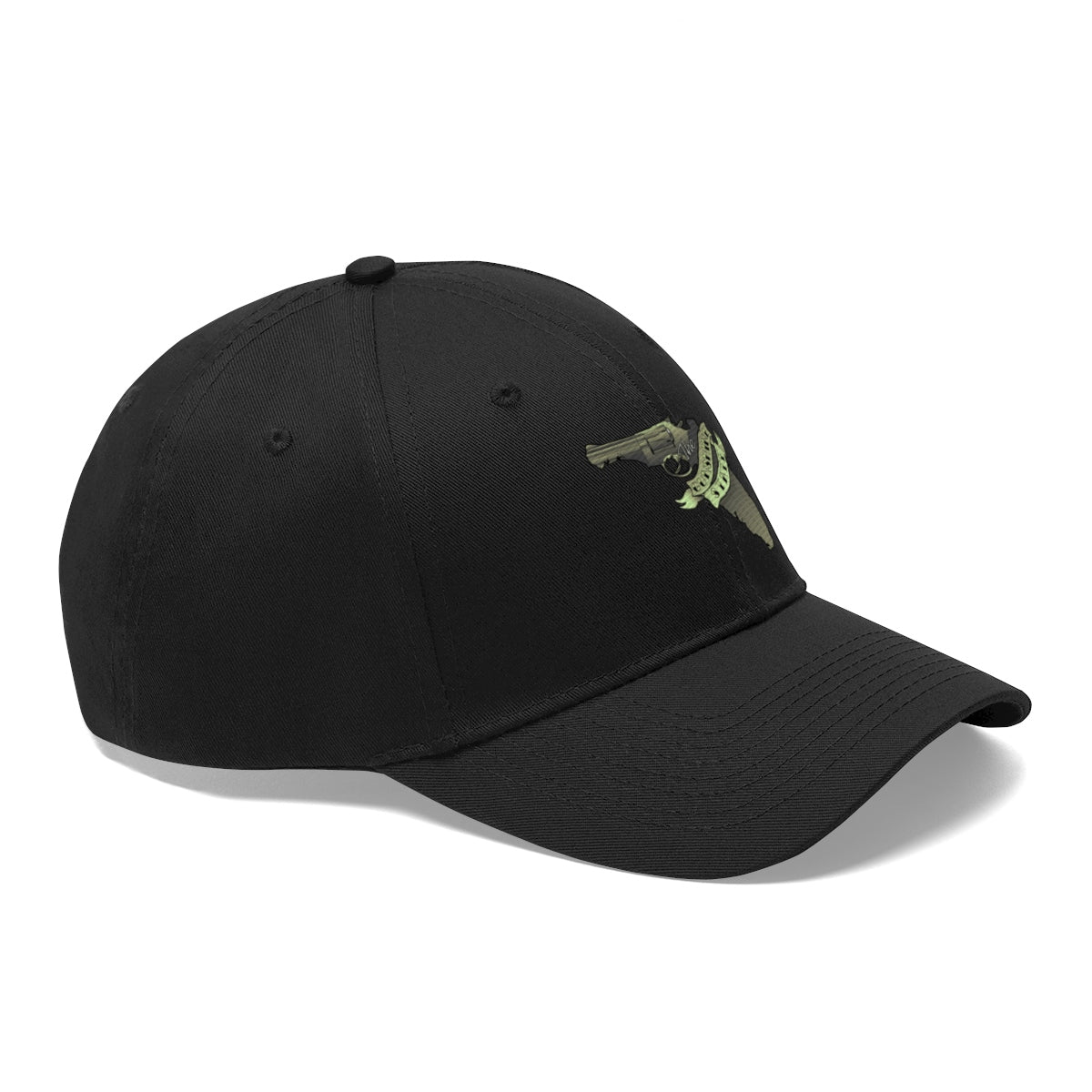 Florida The Gunshine State Twill Cap featuring a stylish design with a firearm graphic.
