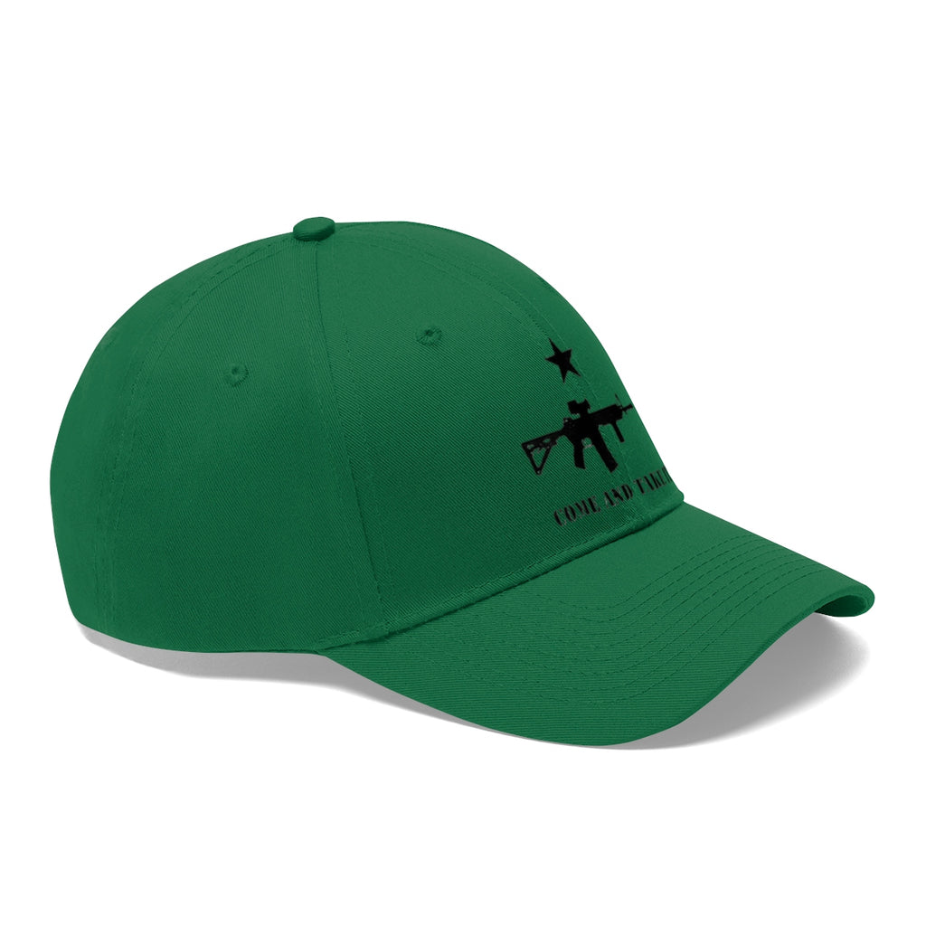 Come And Take It Star Over AR-15 Twill Cap in green with bold design and message for patriots