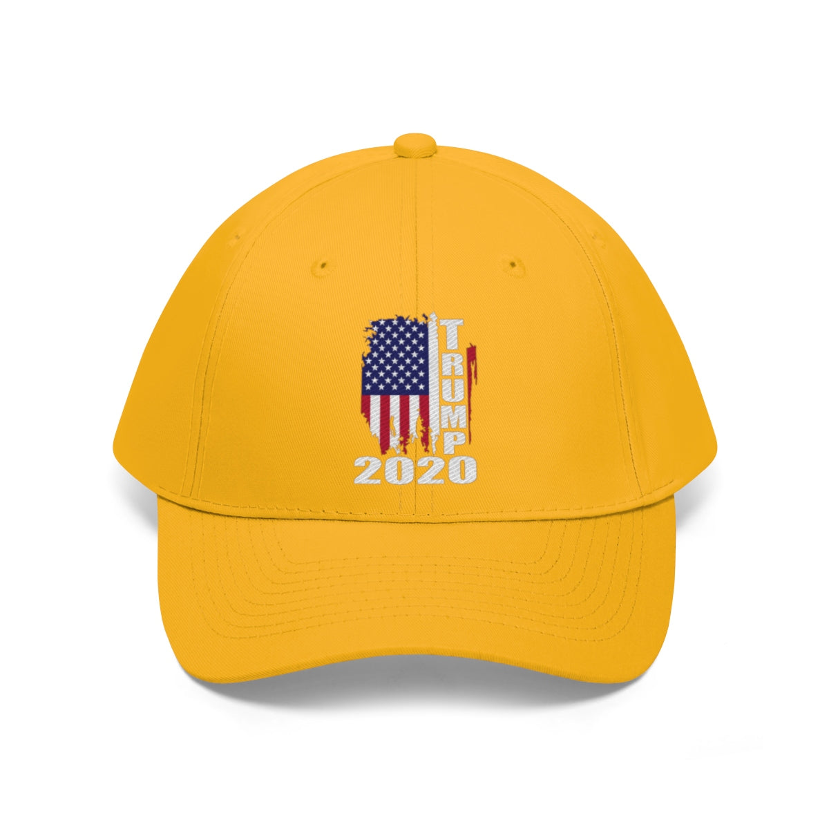 Vertical Distressed American Flag 2020 Trump Twill Cap