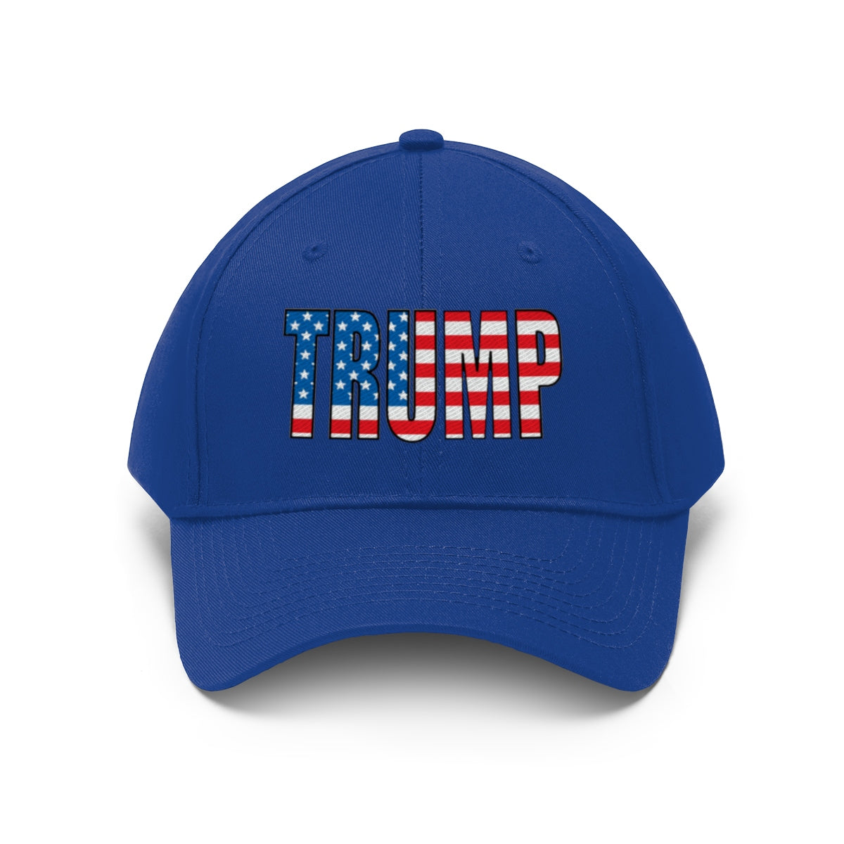 American Flag Twill Cap Patriotic Trump Classic Cap featuring bold 'TRUMP' text and patriotic colors.