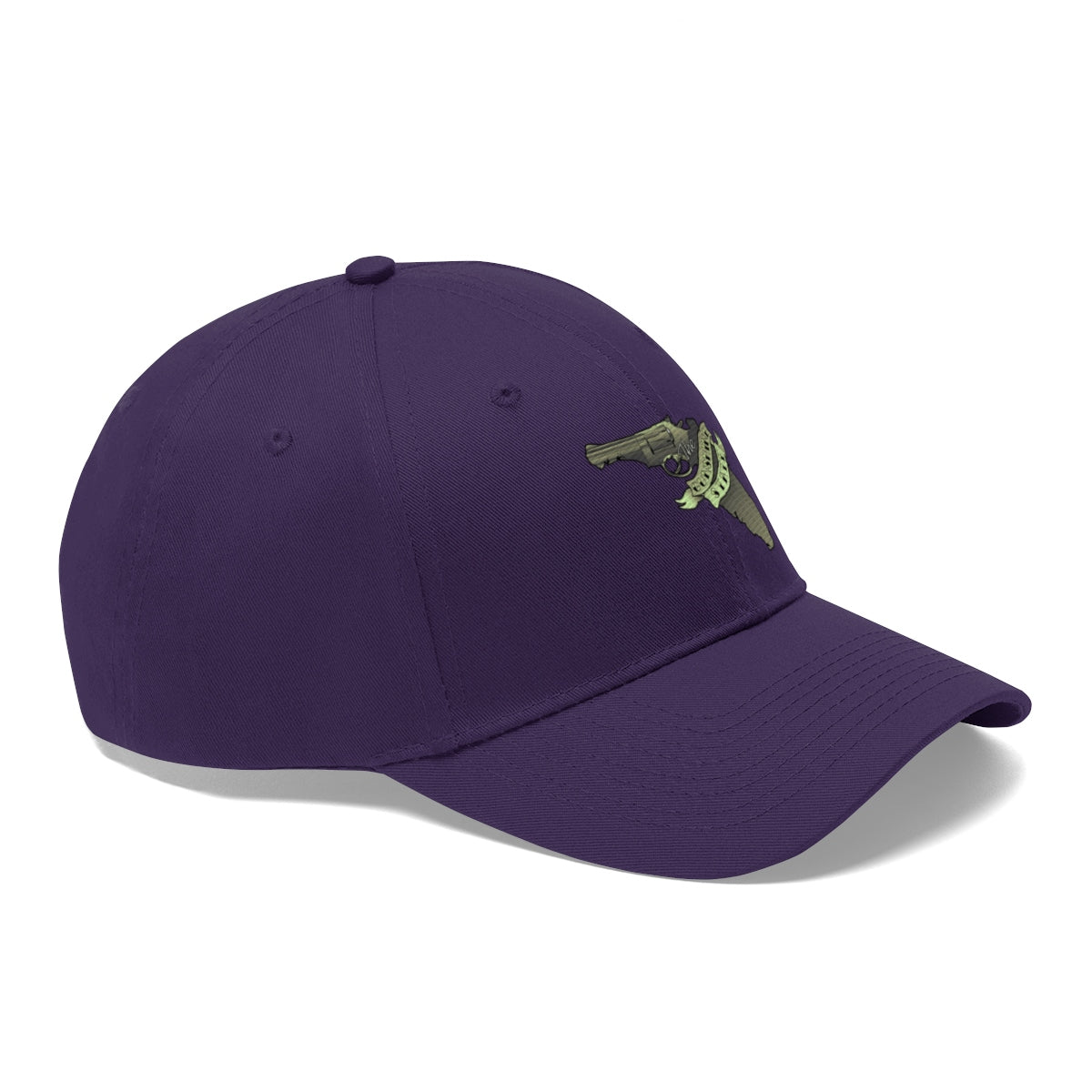 Florida The Gunshine State Twill Cap in purple with gun graphic on the front.