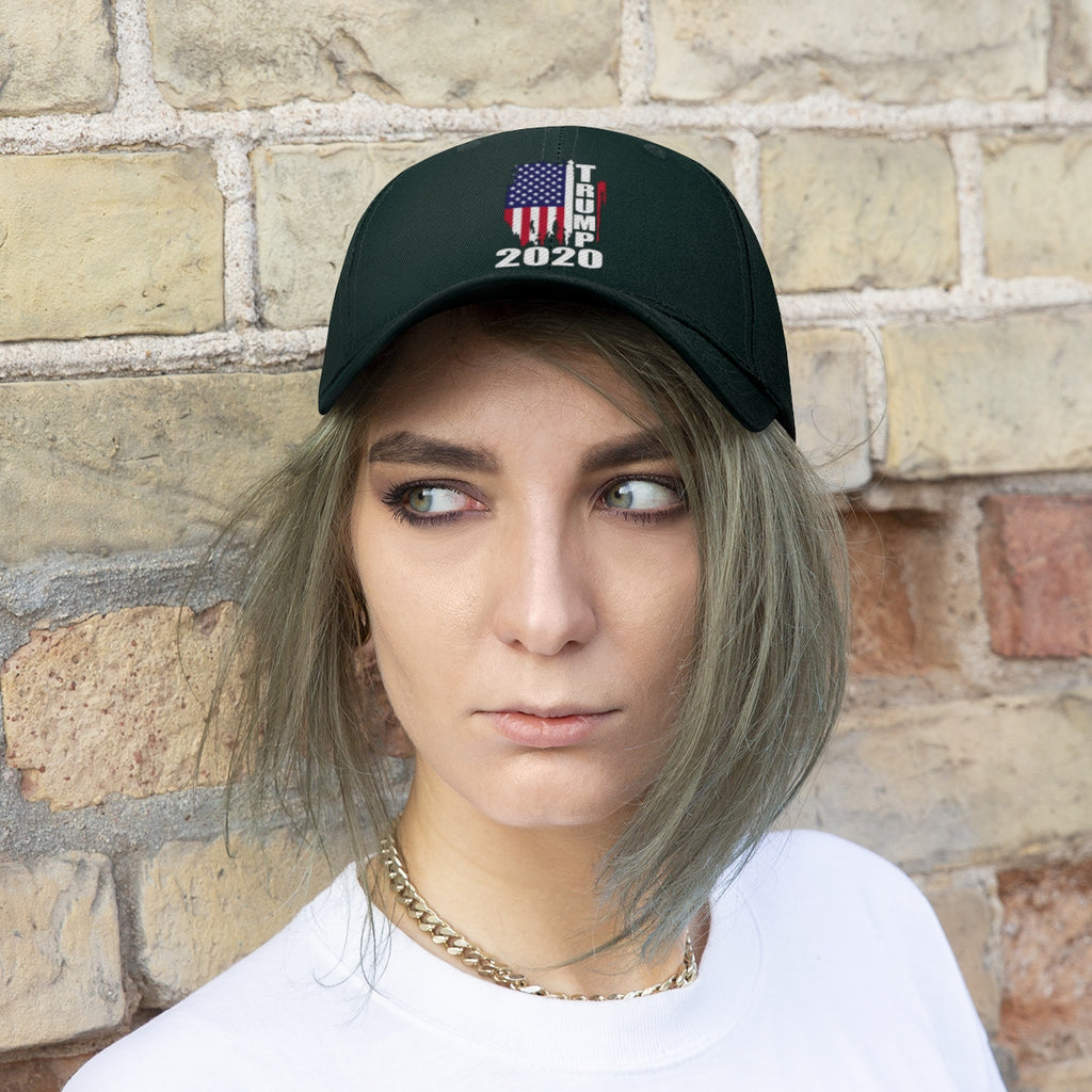 Vertical Distressed American Flag 2020 Trump Twill Cap