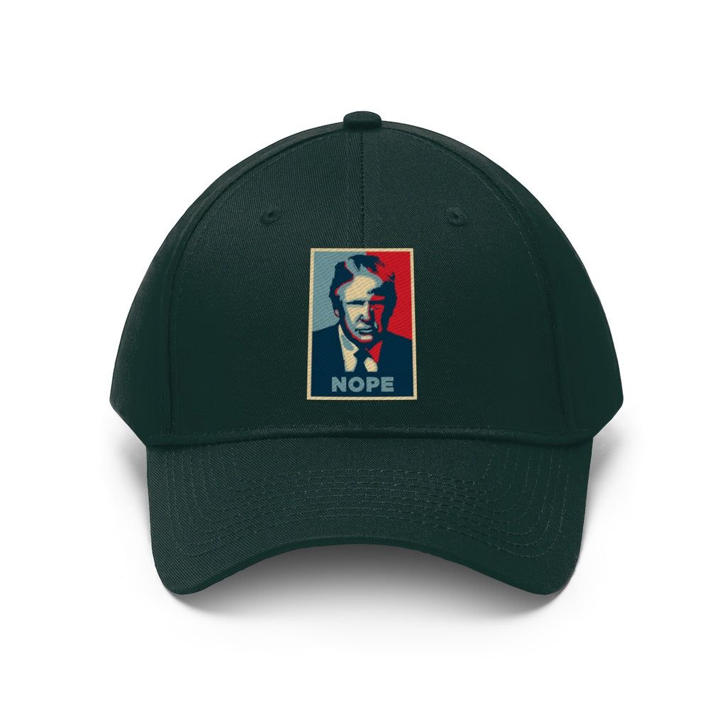 Vintage Nope Baseball Cap Inspired by Trump with political artwork and bold message.
