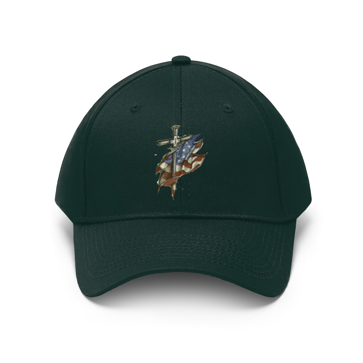 Dagger and Sword Embroidered Twill Cap featuring intricate embroidery on a dark background.