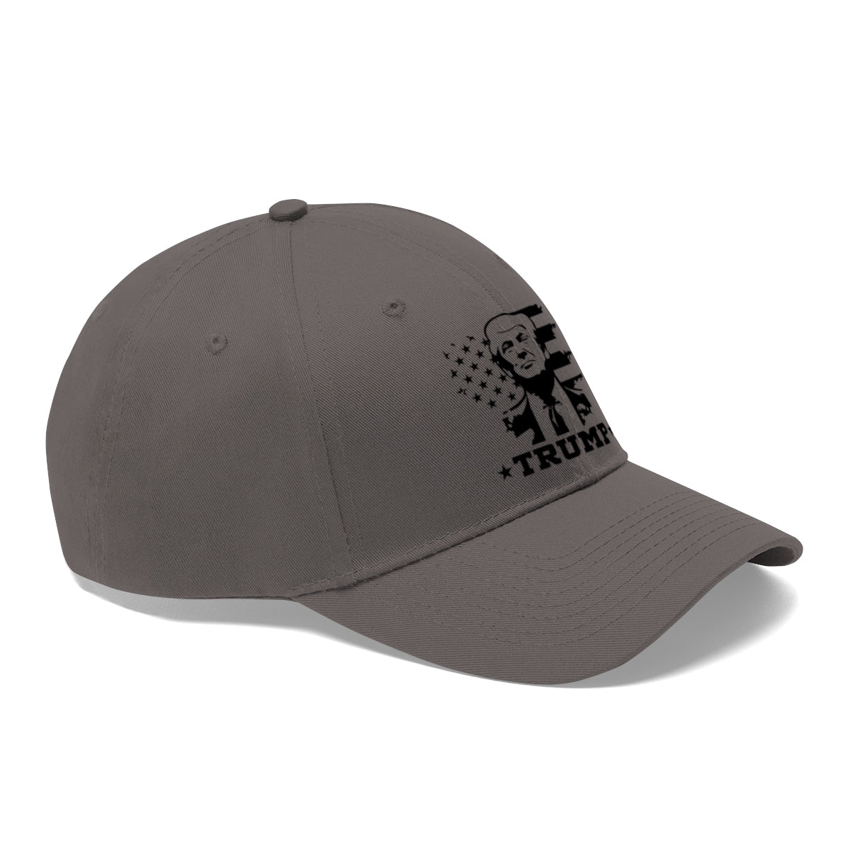 Black White Flag Baseball Cap Featuring Trump 2020 with graphic design and patriotic elements.