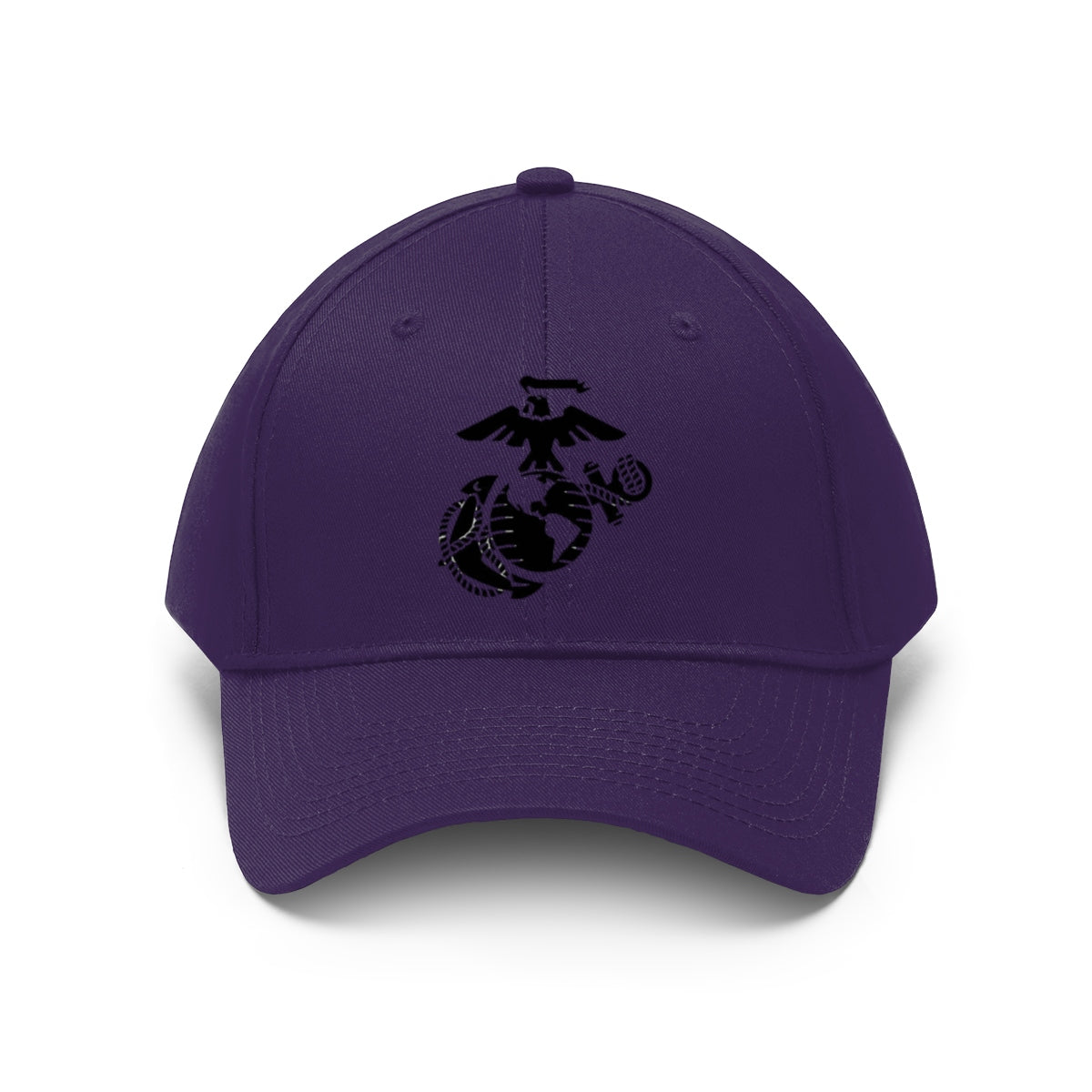 USMC Symbol Twill Cap Marine Corps Pride Hat featuring the Marine Corps emblem on a purple background.