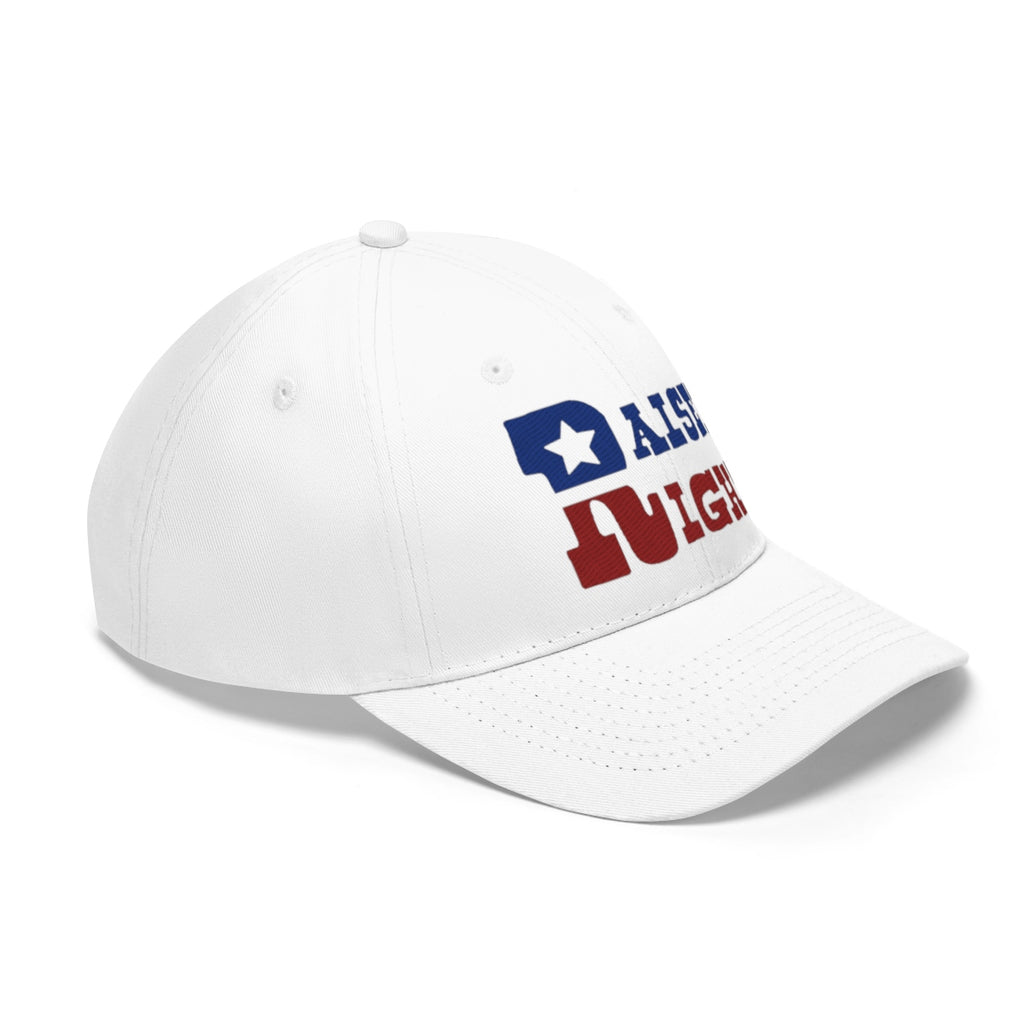 Raised Right Twill Cap Bold Values Casual Wear Cap featuring a white design with bold text and a star.