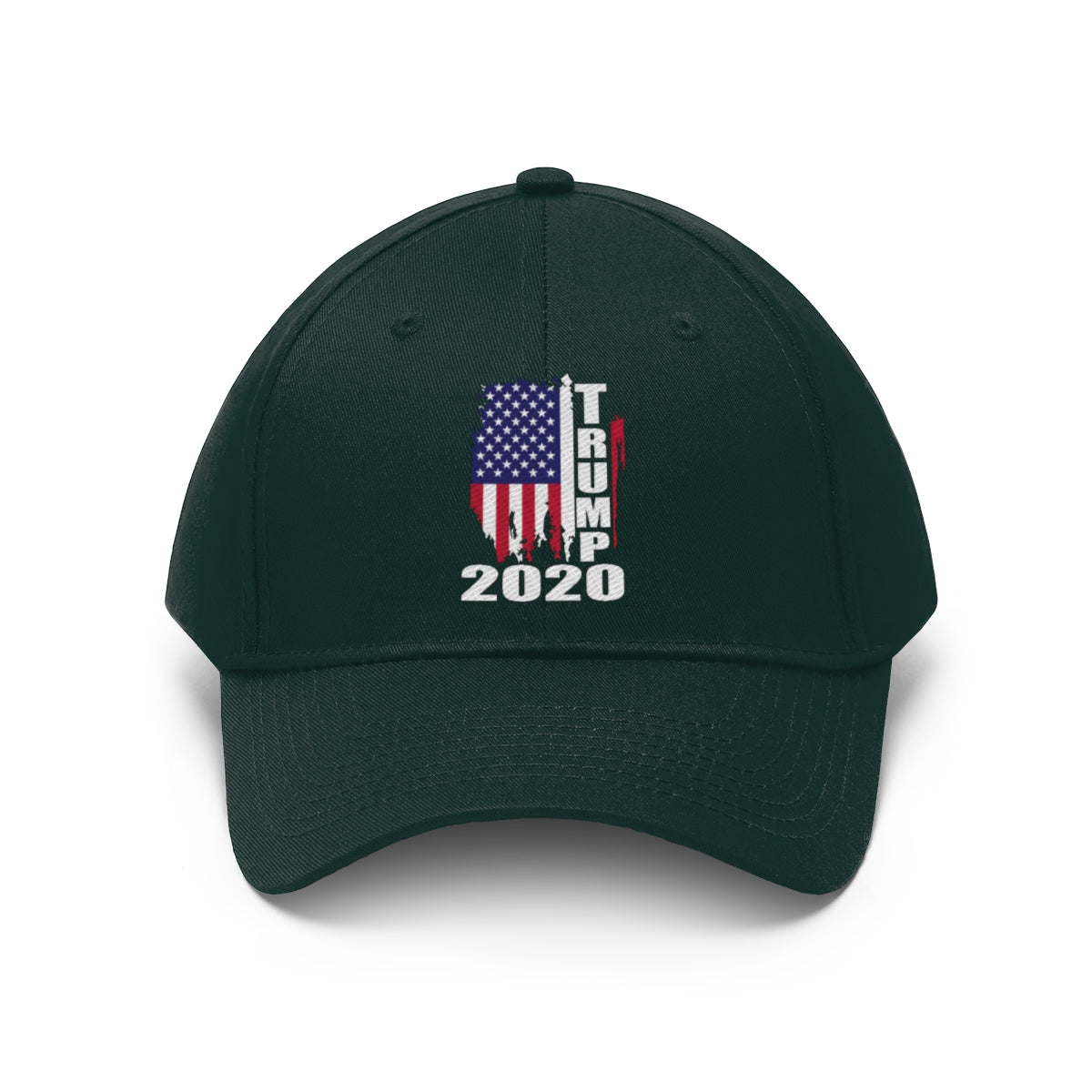 Vertical Distressed American Flag 2020 Trump Twill Cap