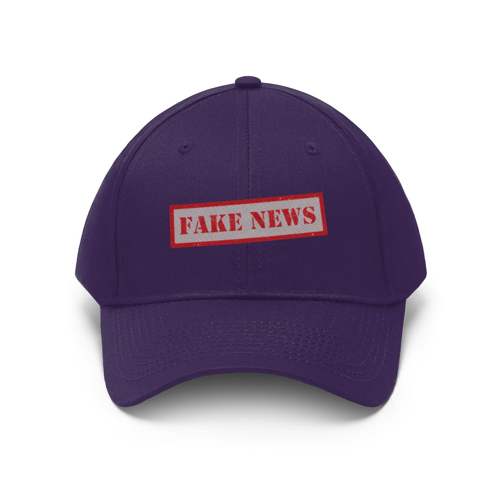 Fake News Twill Cap Bold Humor Casual Wear Hat with a playful design for bold statement and satire.