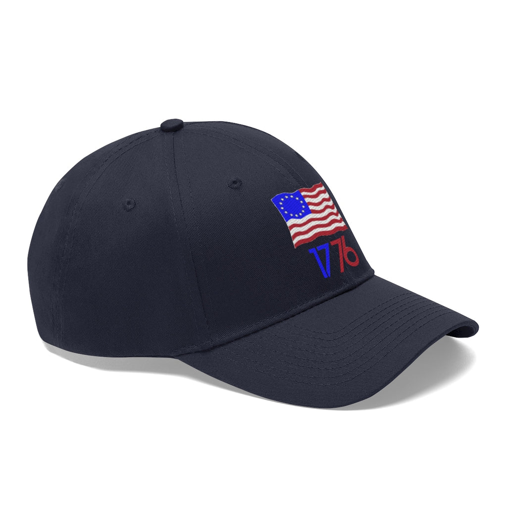 Betsy Ross Flag 1776 Twill Cap with patriotic design and embroidered flag
