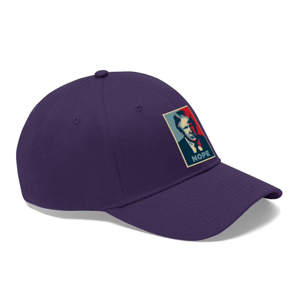 Vintage Nope Baseball Cap Inspired by Trump in purple color with bold design and iconic message.