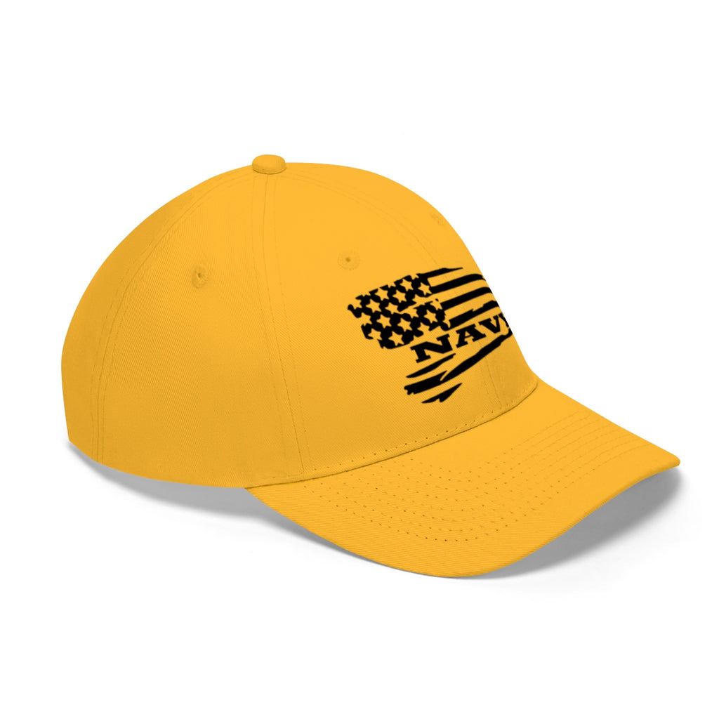 Navy On Distressed American Flag Twill Cap