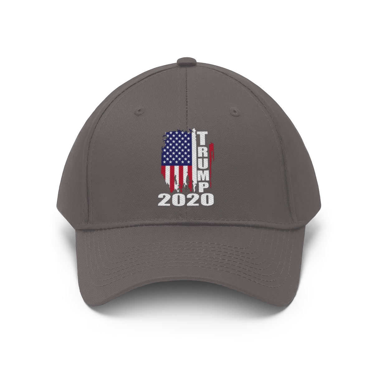 Vertical Distressed American Flag 2020 Trump Twill Cap