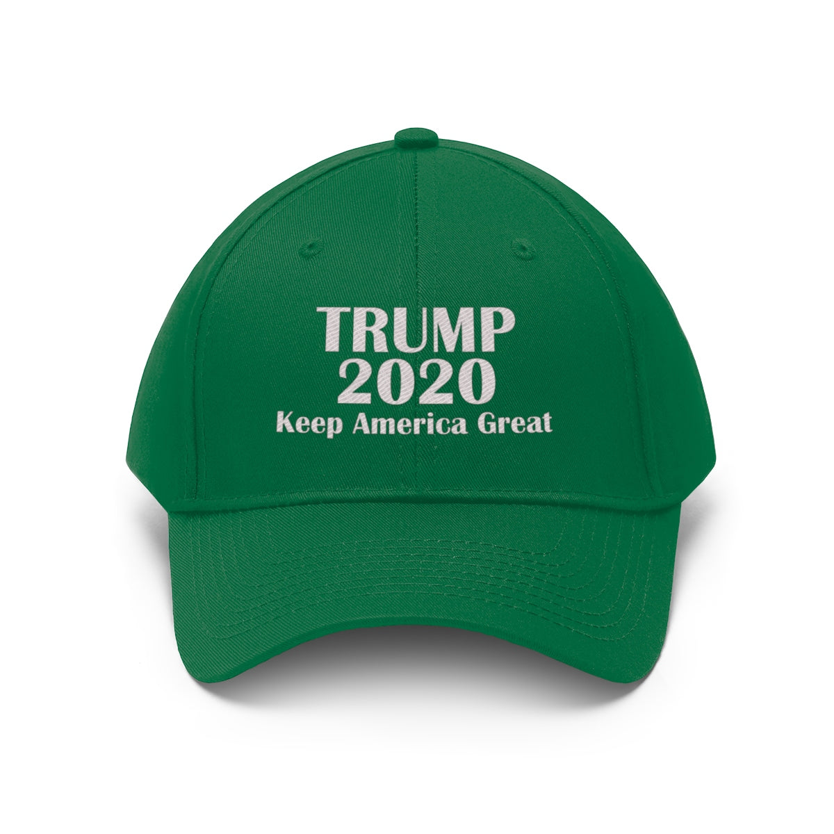 Trump 2020 Keep America Great Campaign Twill Cap in green with bold white lettering