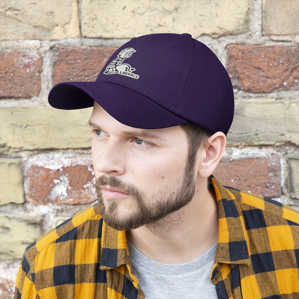 Trump USA Pride Embroidered Twill Cap worn by a man with a beard, showcasing national pride and style.