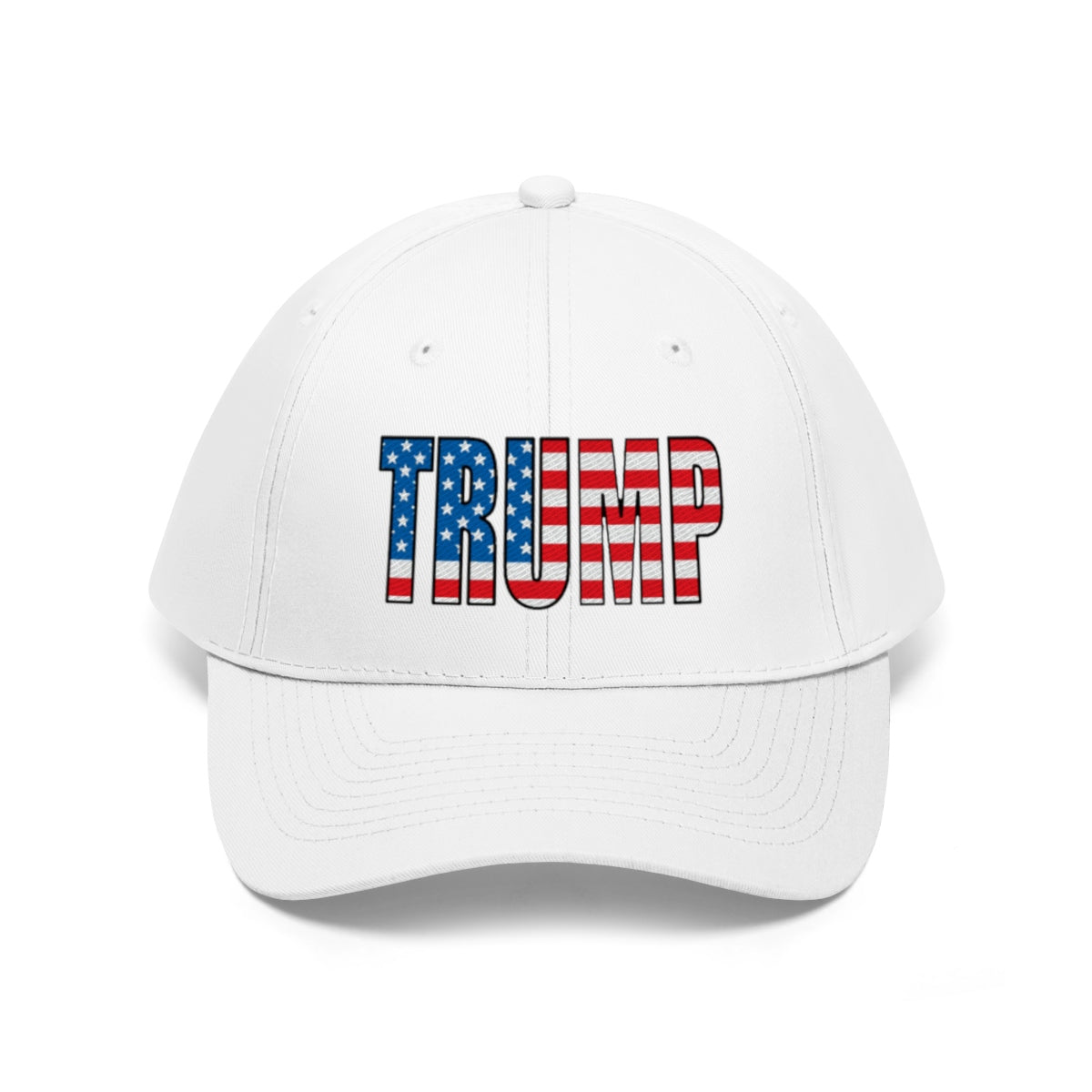 American Flag Twill Cap Patriotic Trump Classic Cap featuring bold 'TRUMP' lettering and American flag colors.