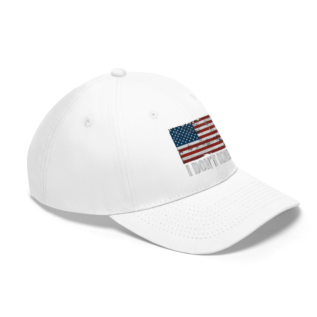 I Don't Kneel American Flag Twill Cap featuring a classic design and patriotic colors.