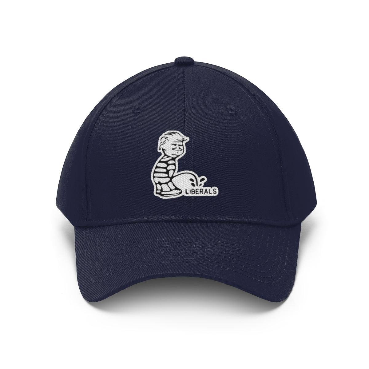 Trump USA Pride Embroidered Twill Cap featuring a playful design with a presidential theme.