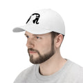 Trump Silhouette On GOP Symbol Twill Cap worn by a man in a light gray sweatshirt.